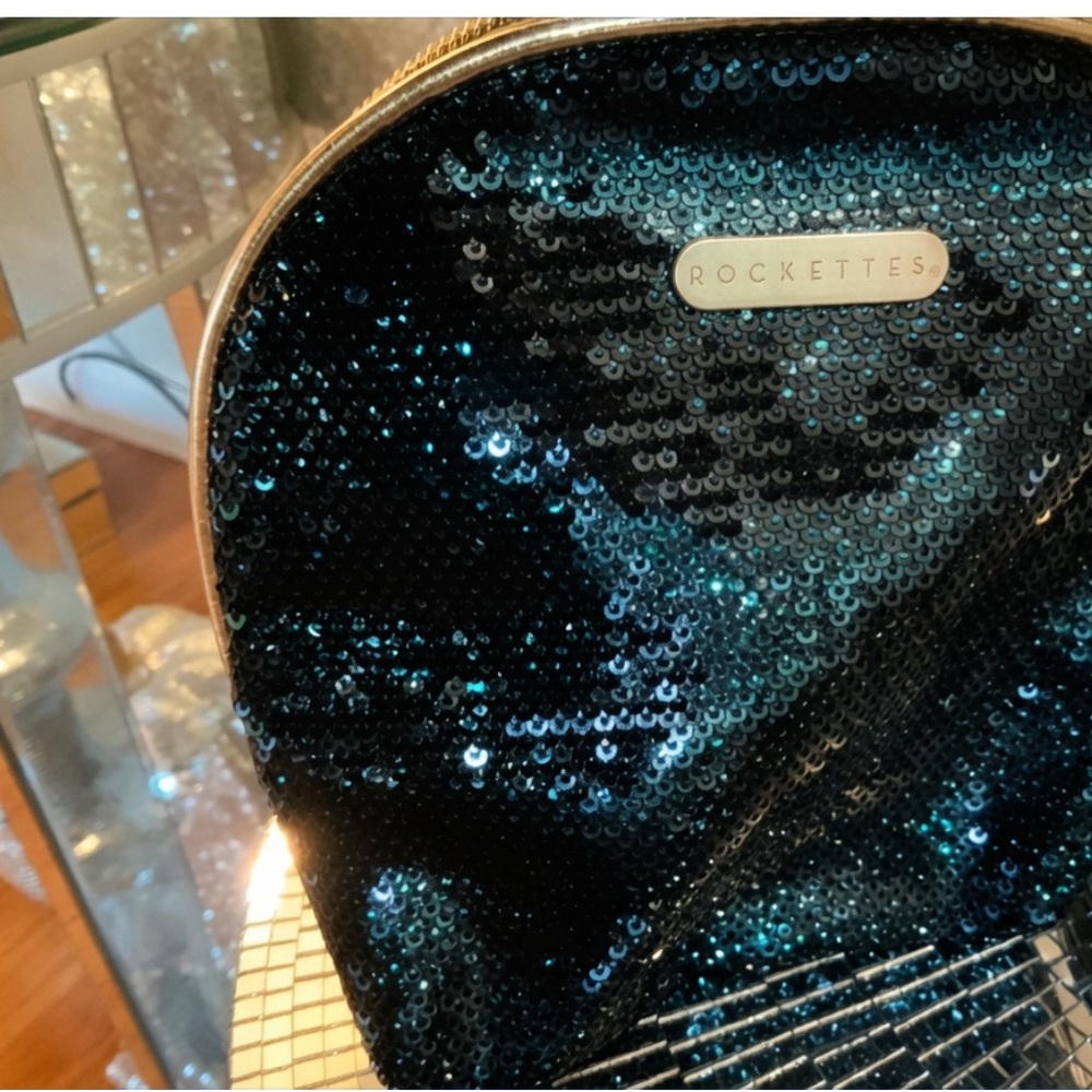 Sequin Teal Black cosmetic  Bag the ROCKETTES VINTAGE